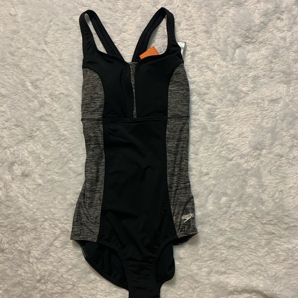 Speedo Black and Gray Women's One-Piece Swimsuit